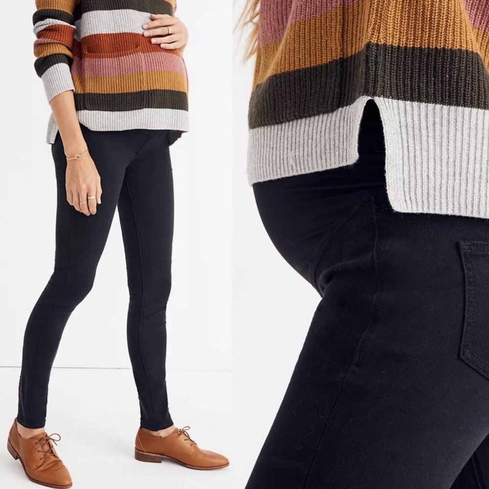 Madewell Black Maternity Skinny Jeans Over The Belly Lunar Wash Size 25 Denim